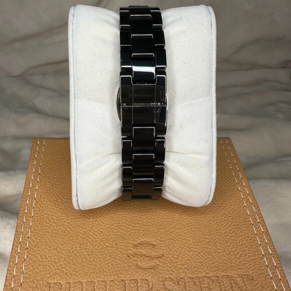 Philip Stein Dual Time Black Ceramic Watch - Natural Frequency Tech - Like-New - Picture 4 of 7